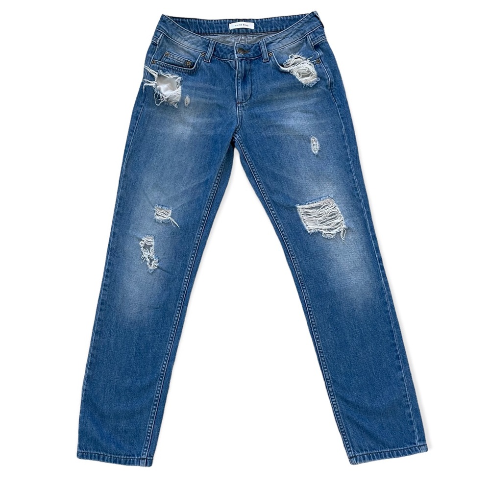 Anine Bing Mid Rise Distressed Jeans